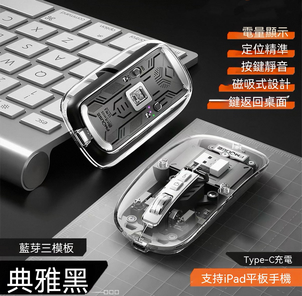 透明三模辦公滑鼠