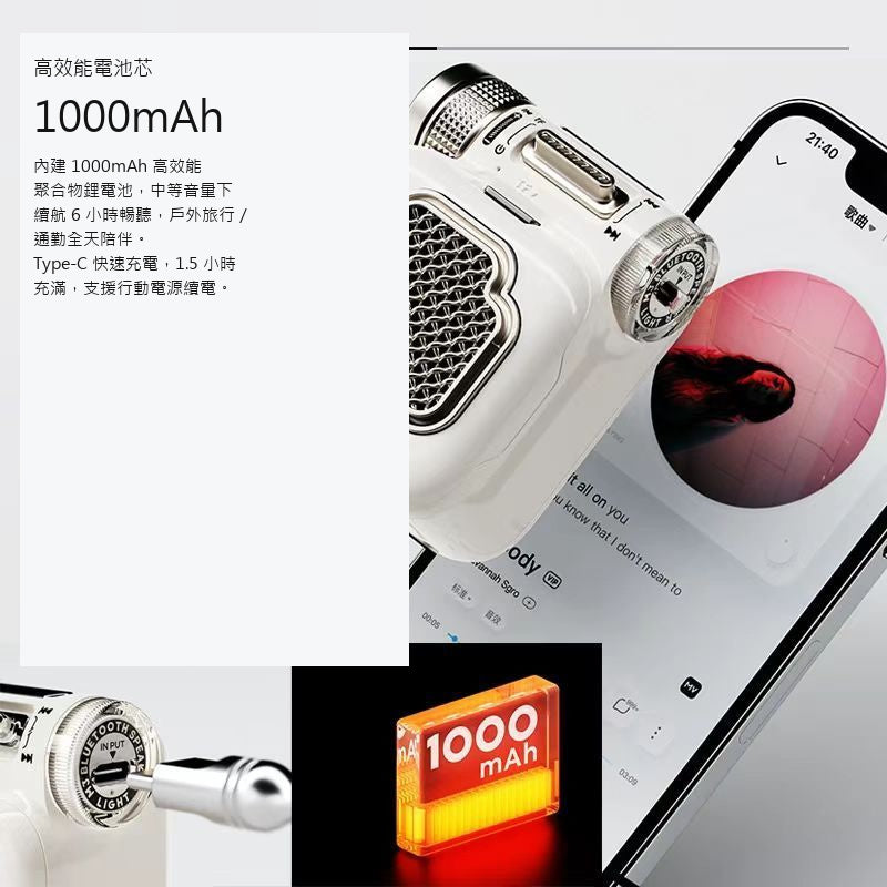 M3 迷你復古藍牙音箱｜雙喇叭可插卡