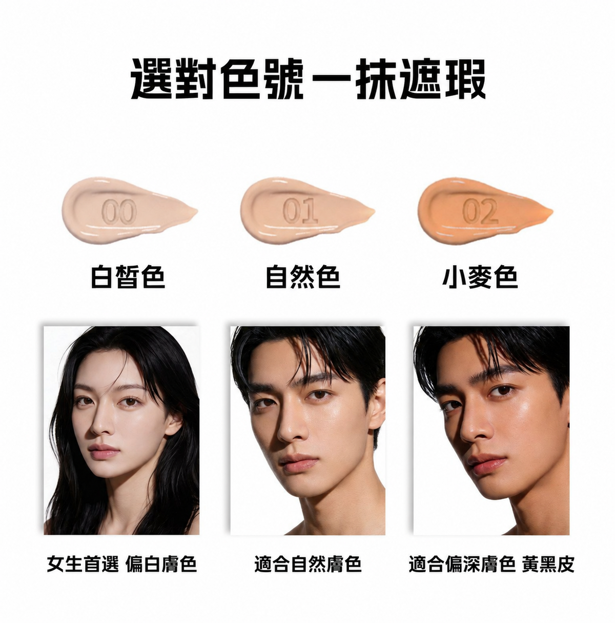 男士三支裝遮瑕棒｜局部修飾痘印與黑眼圈