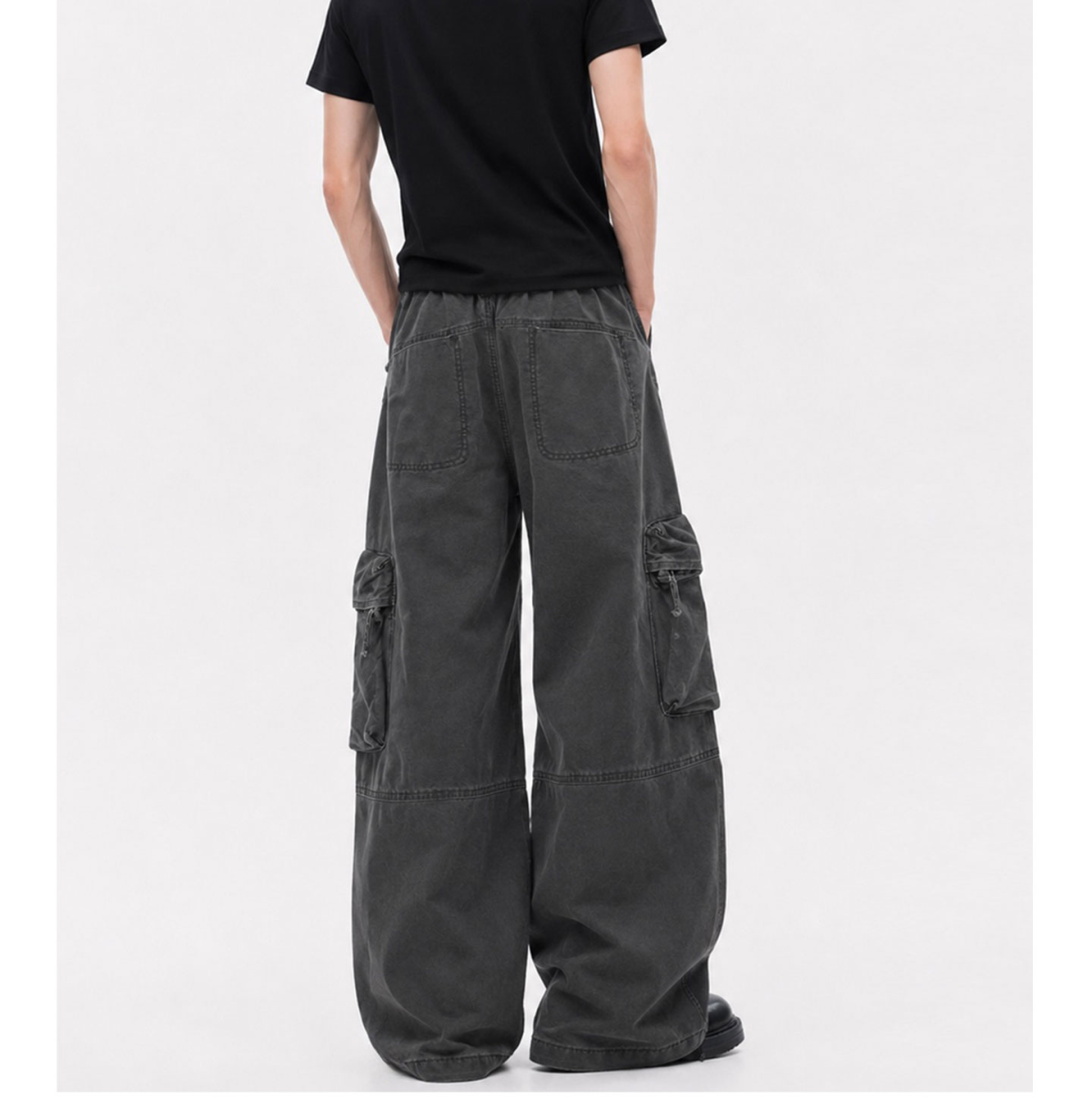 American retro distressed deconstructed loose multi-pocket cargo pants