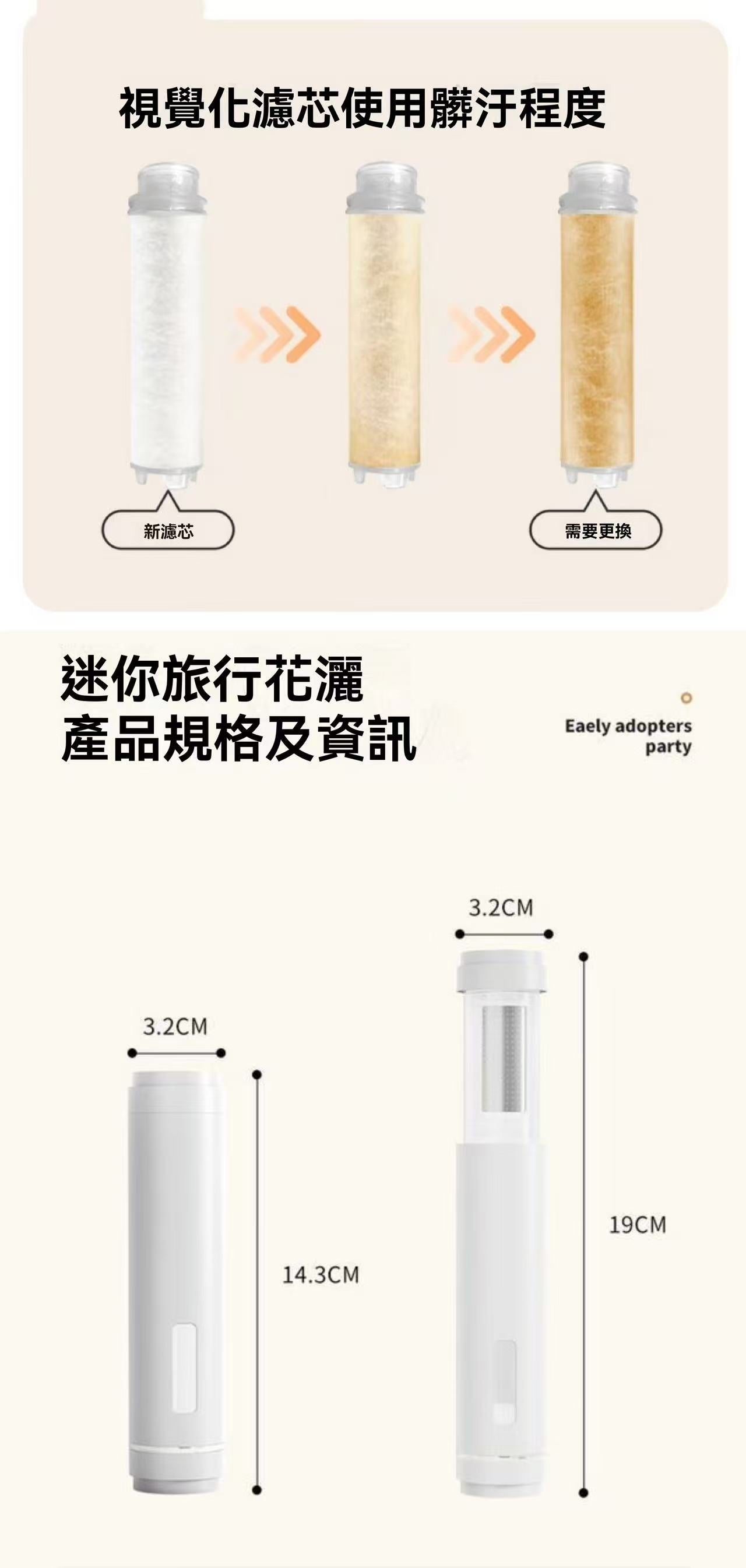 Mini lightweight filter shower head