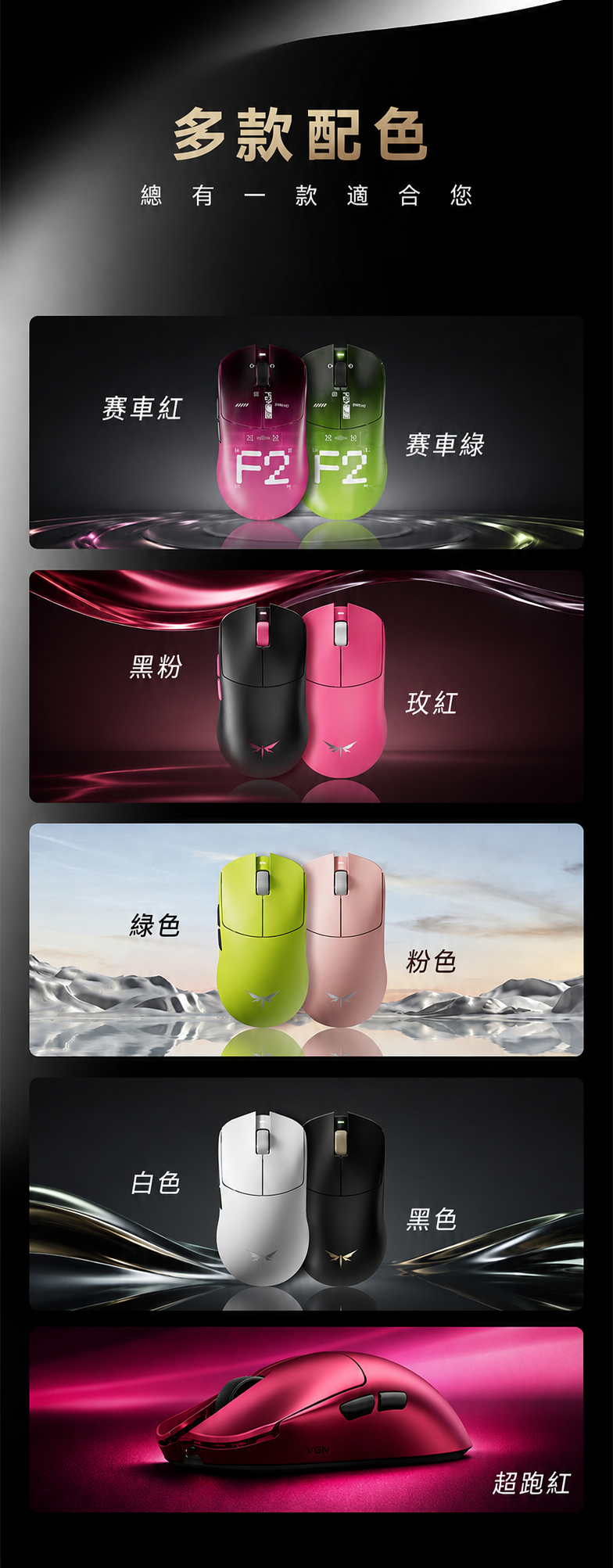 F2 輕量化三模無線電競滑鼠 大師版GT／Turbo+