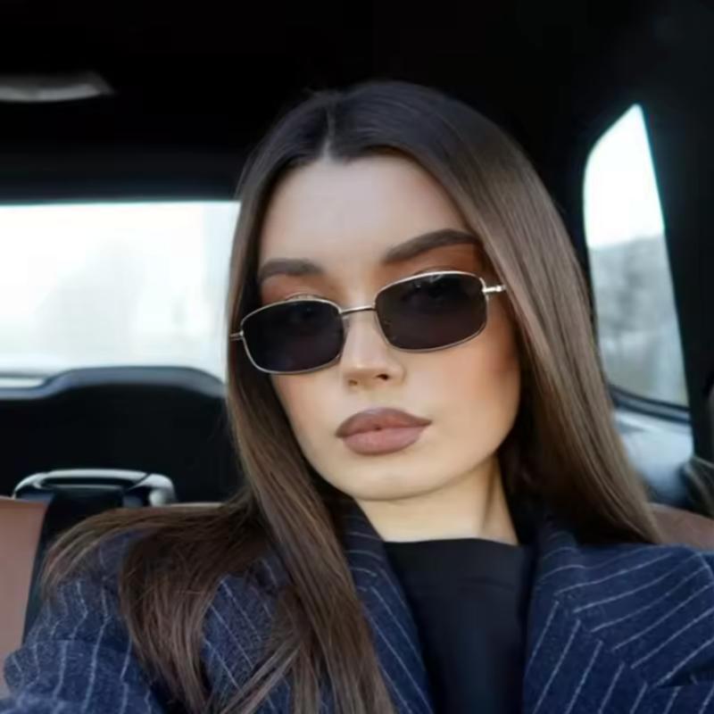 歐美復古金屬龐克老錢風小框方形太陽眼鏡 男女圓臉美式運動風墨鏡