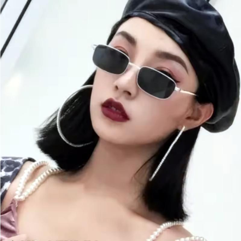 歐美復古金屬龐克老錢風小框方形太陽眼鏡 男女圓臉美式運動風墨鏡
