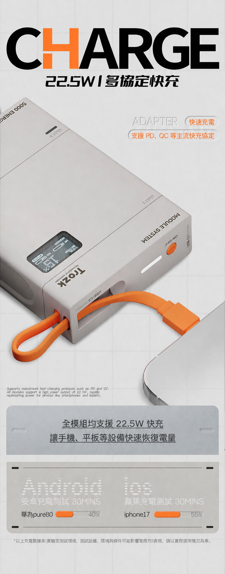 模組化行動電源 22.5W快充｜5000／10000／15000mAh