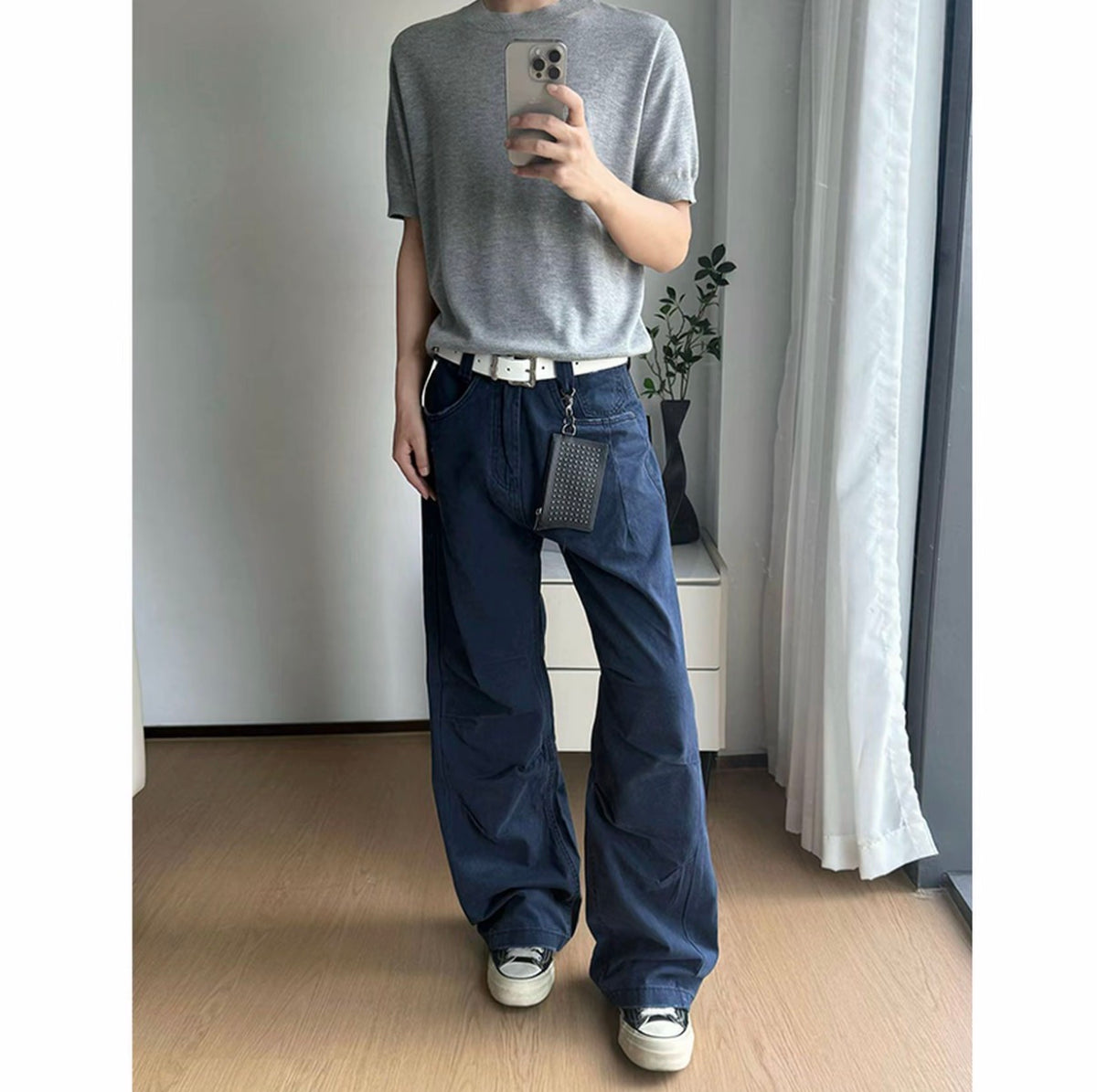 [Pleated Workwear] Cleanfit Simple and Classy Straight Wide-Leg Jeans for Men
