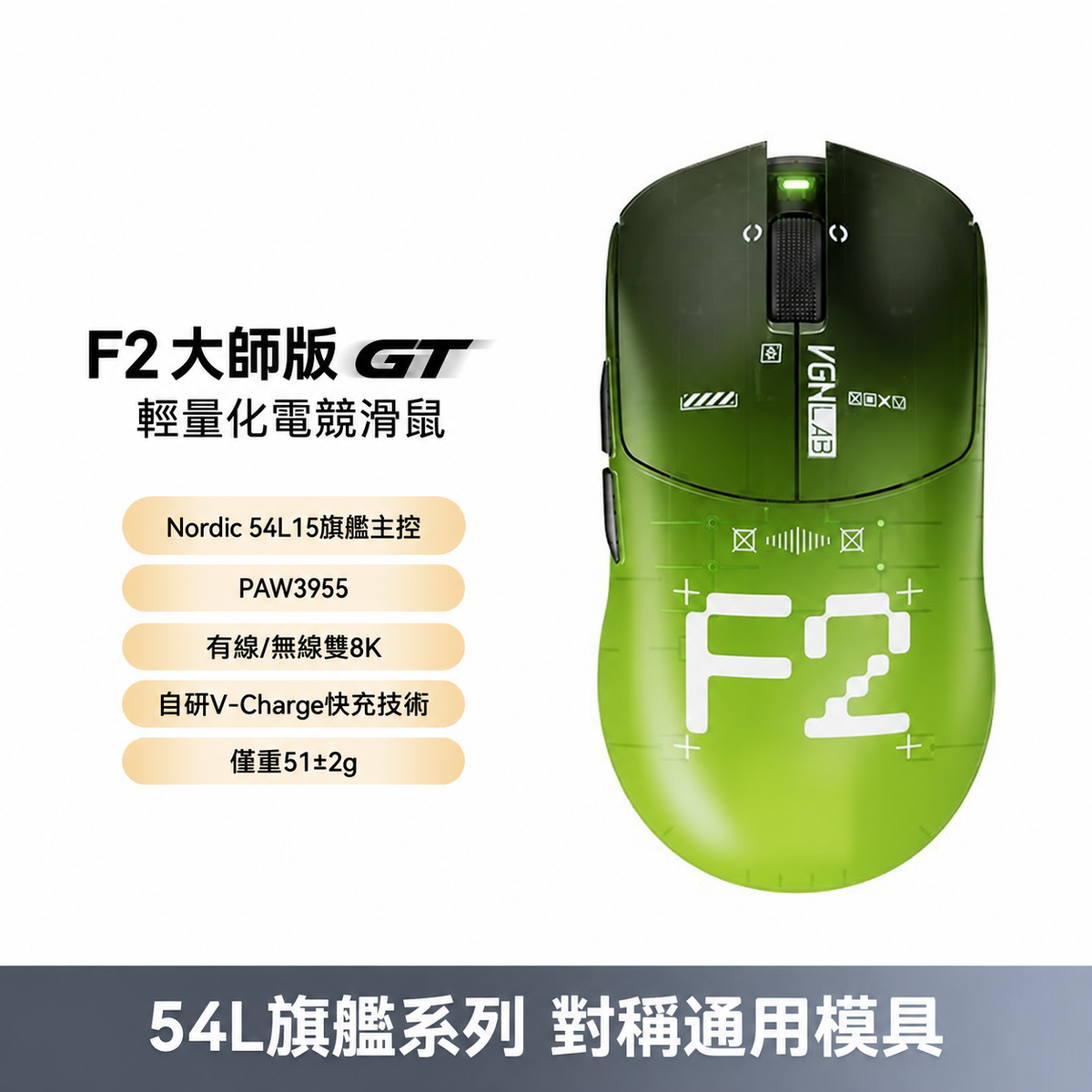 F2 輕量化三模無線電競滑鼠 大師版GT／Turbo+