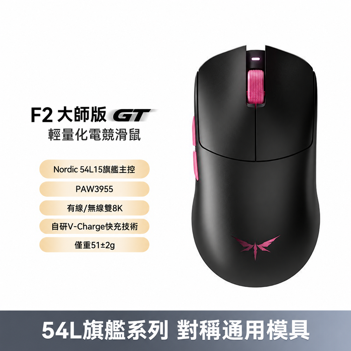 F2 輕量化三模無線電競滑鼠 大師版GT／Turbo+
