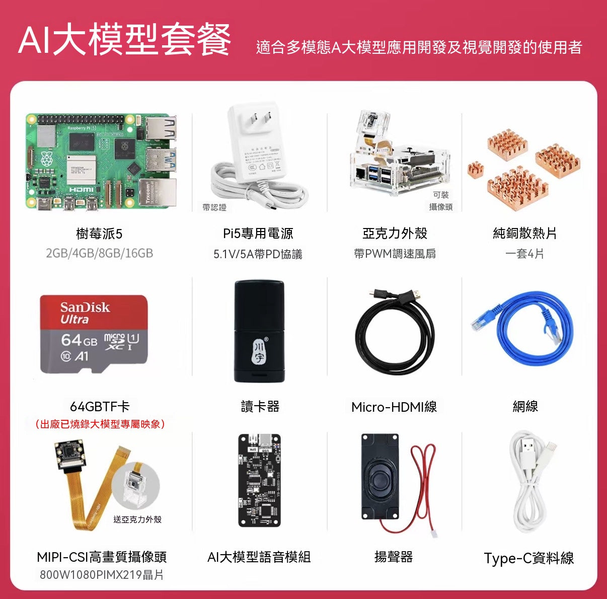 Raspberry Pi 5 開發板全系列套裝