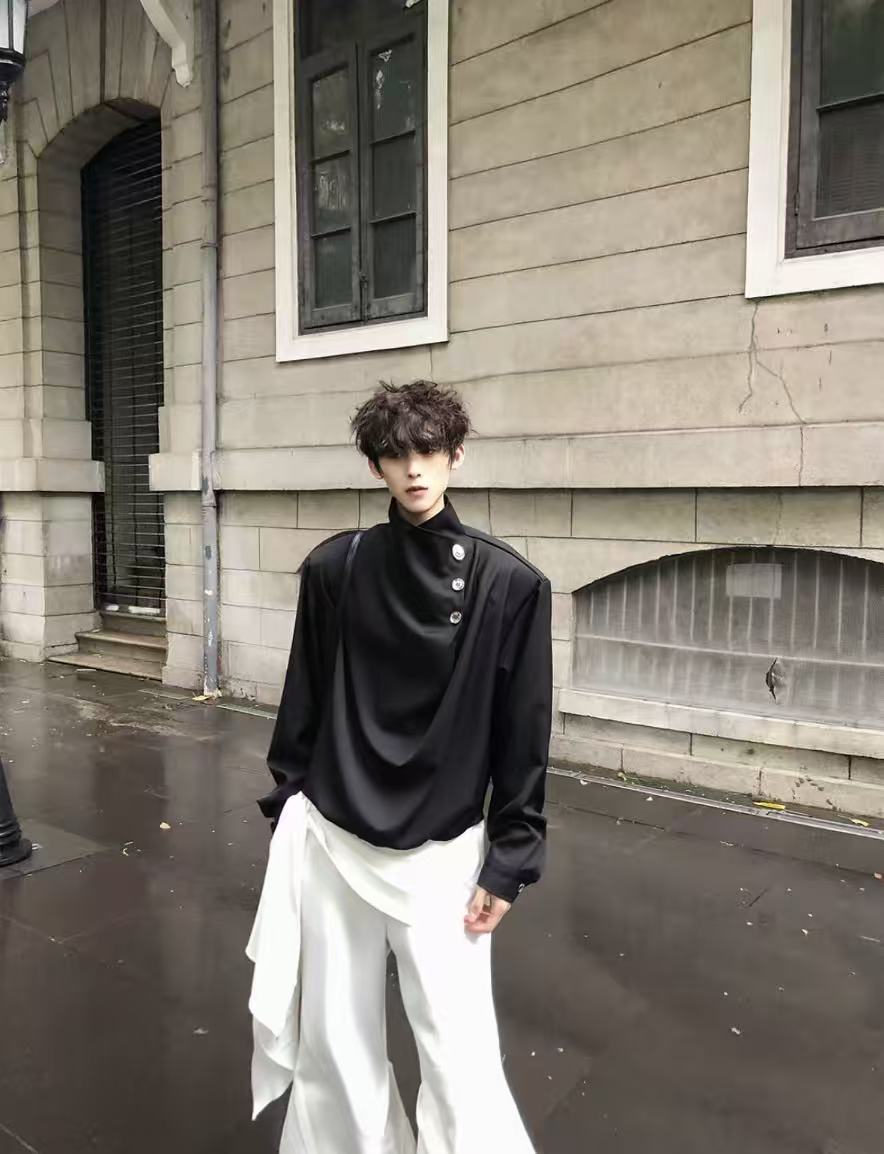 Original Niche Irregular Multi-Button Scarf-Collar Shirt (Yuta Okkotsu Cosplay)