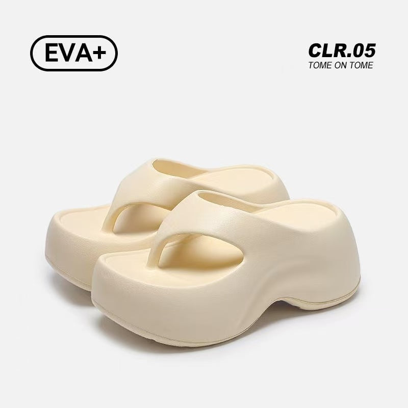 Women's 8.5cm heightened platform flip-flops for outdoor wear