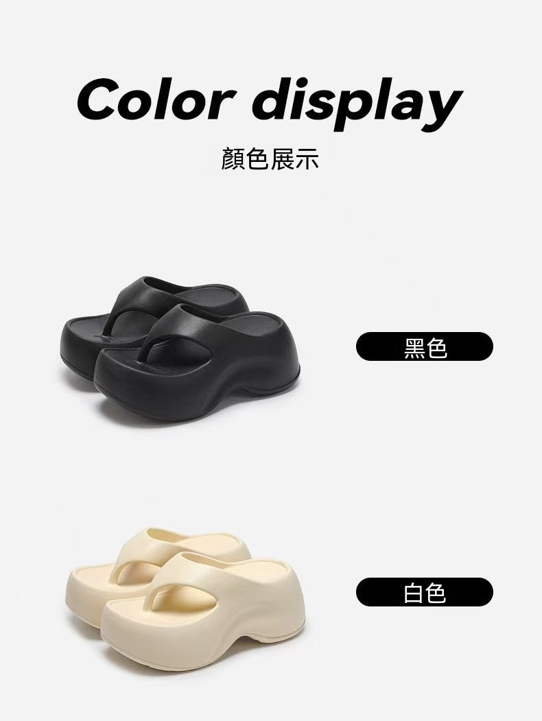 Women's 8.5cm heightened platform flip-flops for outdoor wear