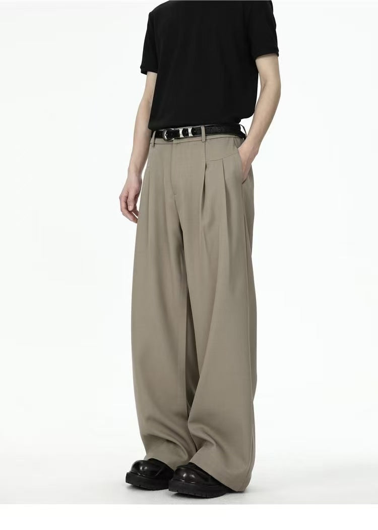 Summer Sophisticated Draping 3D Old Money Style Loose Versatile Suit Trousers