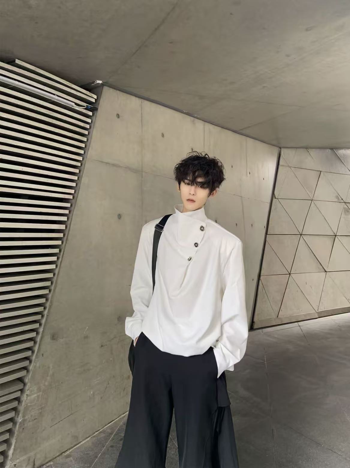 Original Niche Irregular Multi-Button Scarf-Collar Shirt (Yuta Okkotsu Cosplay)
