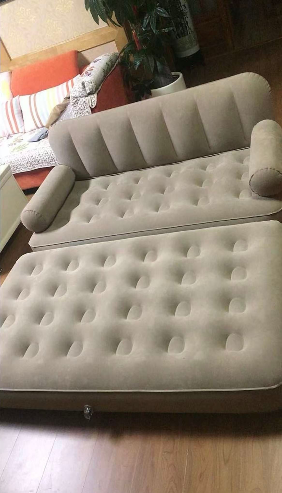 Outdoor camping household one-touch automatic inflatable flocked sofa bed