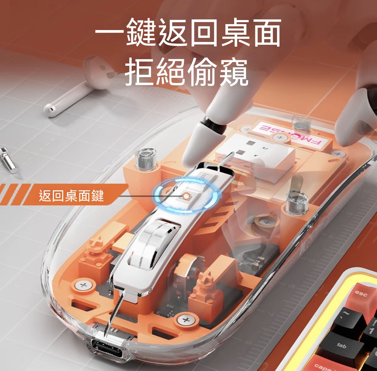 透明三模辦公滑鼠