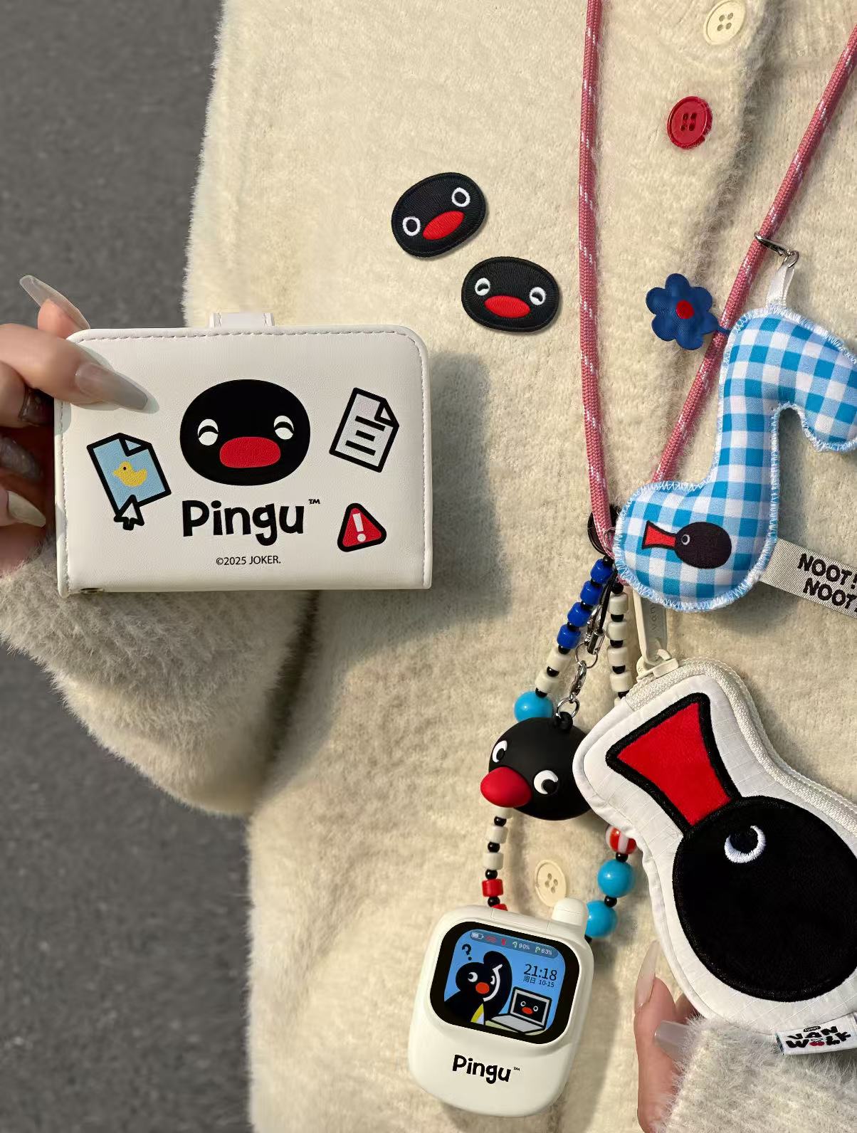 Pingu企鵝手機造型螢幕藍牙耳機禮盒套裝