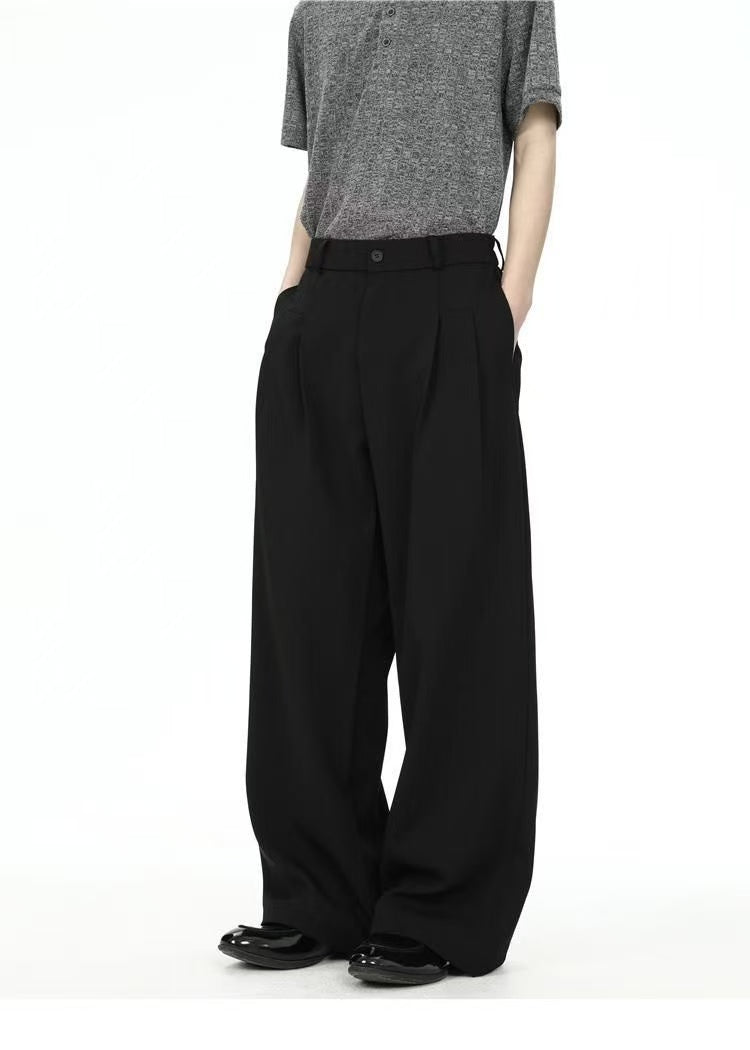 Summer Sophisticated Draping 3D Old Money Style Loose Versatile Suit Trousers