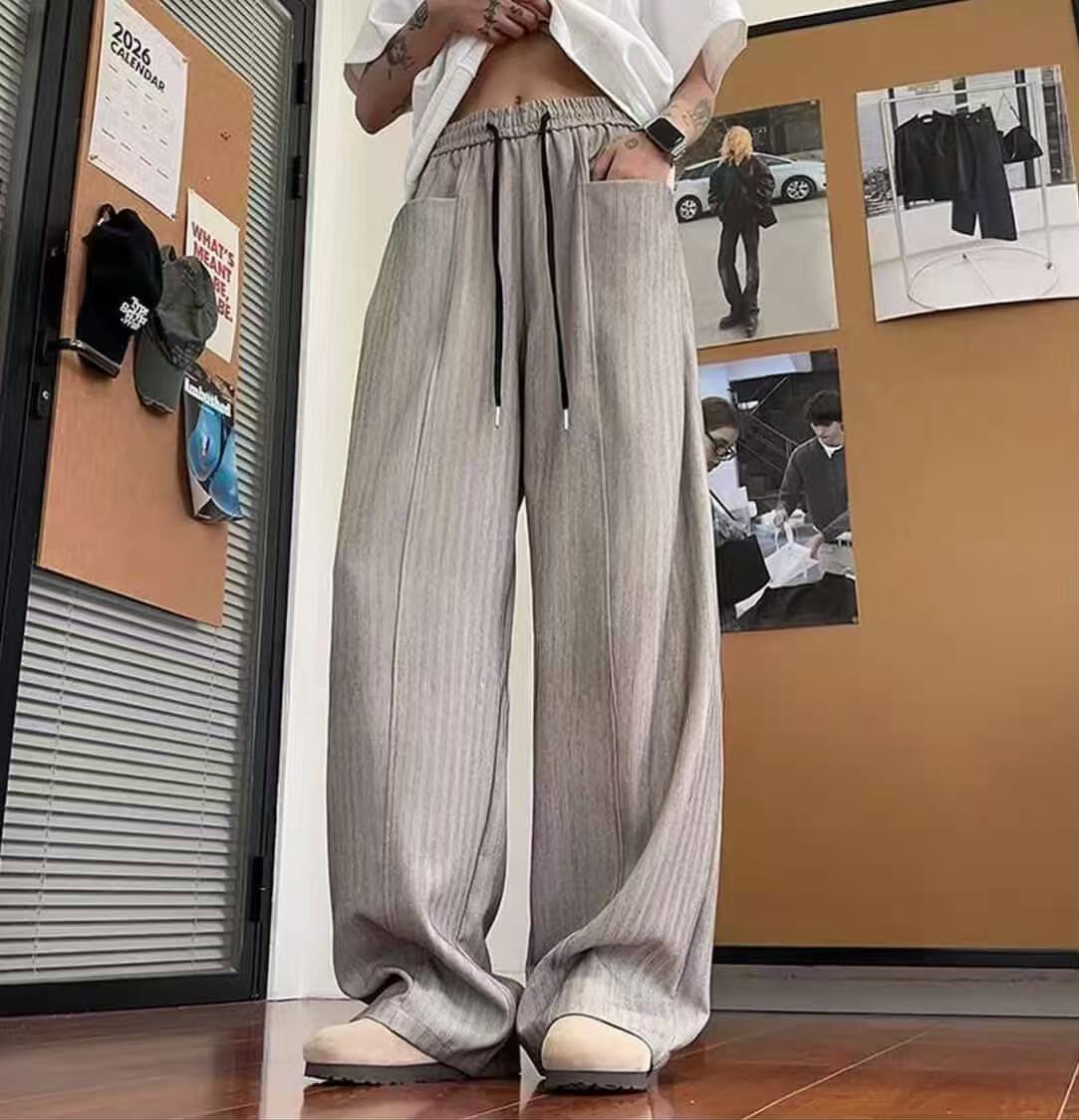 夏男老錢風寬鬆冰絲透氣百搭西褲