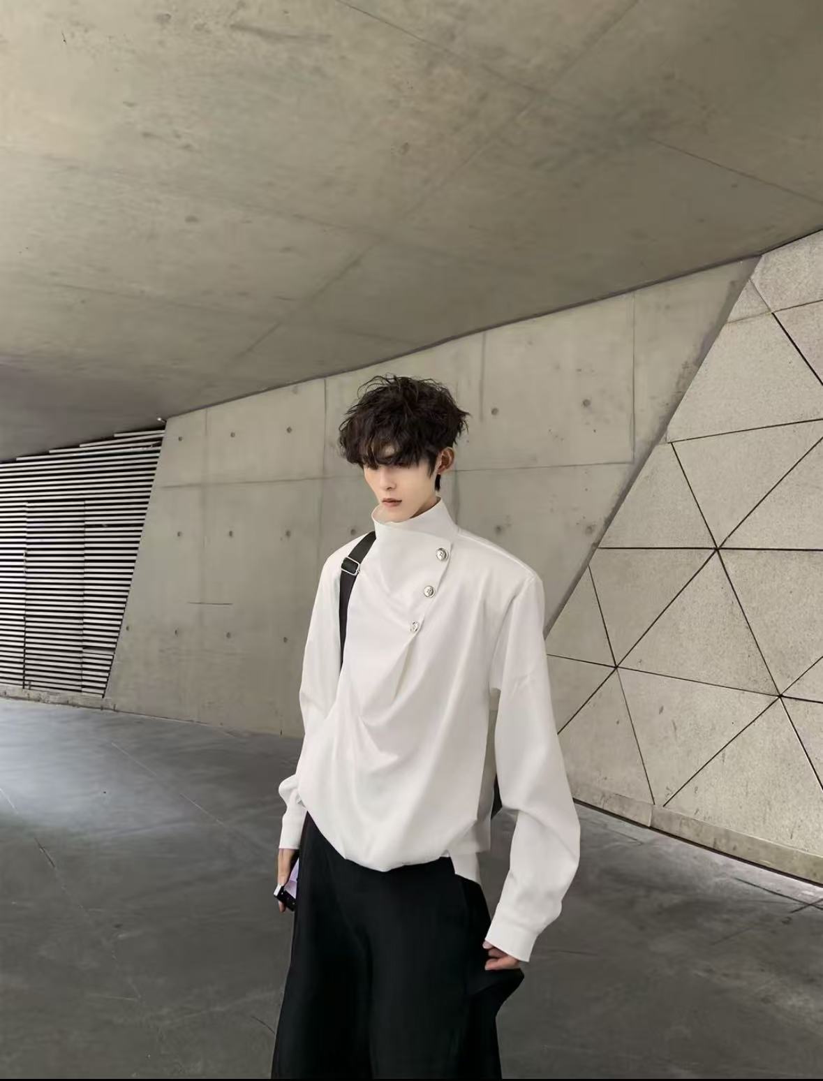 Original Niche Irregular Multi-Button Scarf-Collar Shirt (Yuta Okkotsu Cosplay)