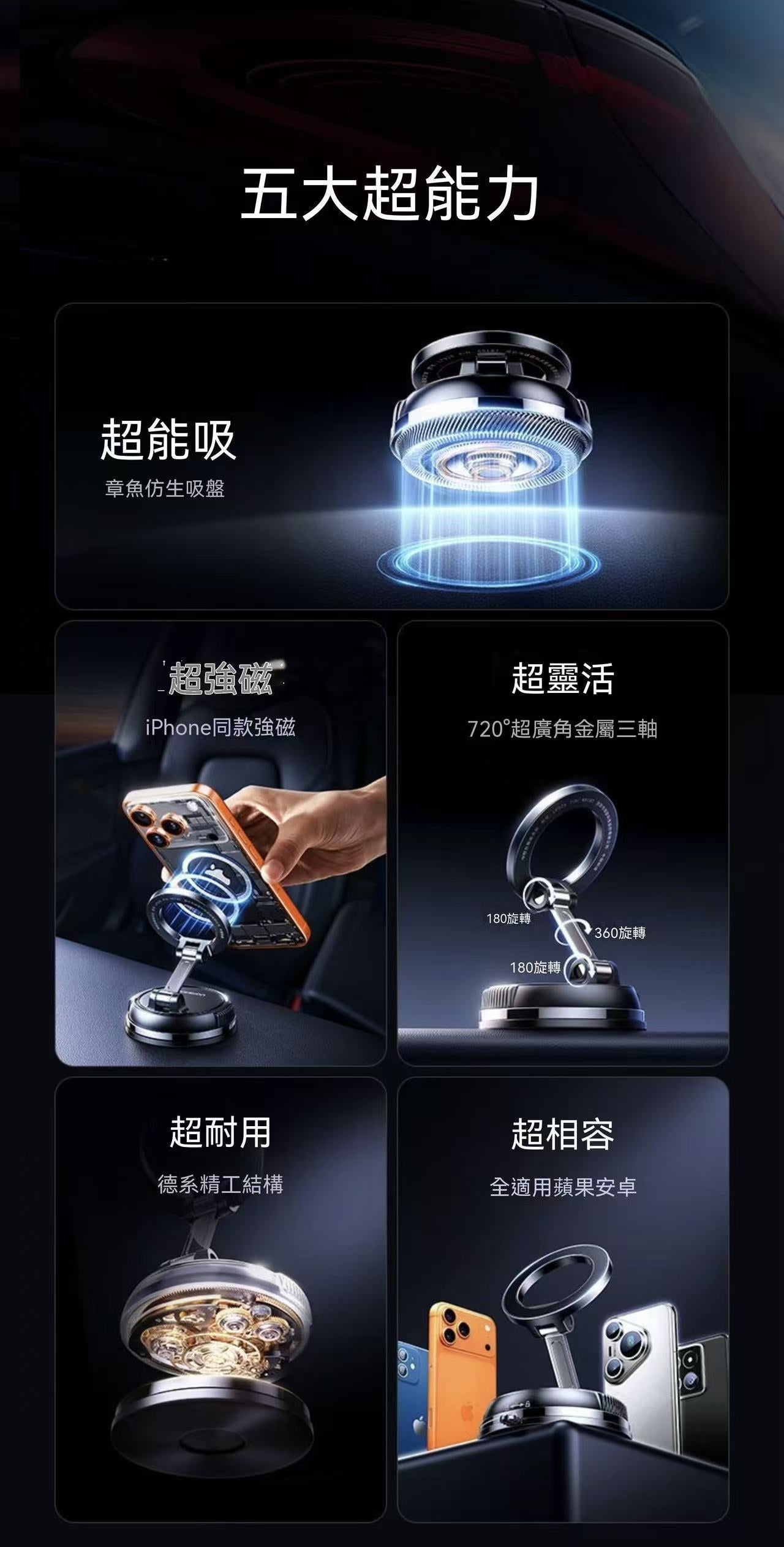 新款磁吸車載支架（引磁片套餐）