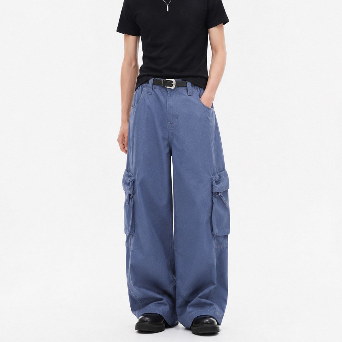 American retro distressed deconstructed loose multi-pocket cargo pants