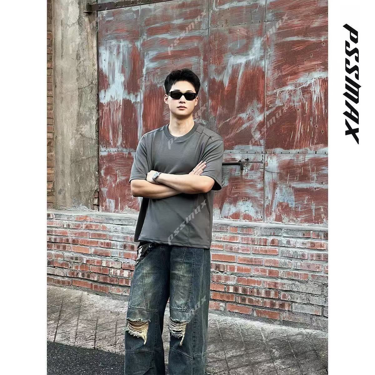 [Shujixian] Men's Versatile Structured Casual Short-Sleeved T-Shirt for Plus-Size Men