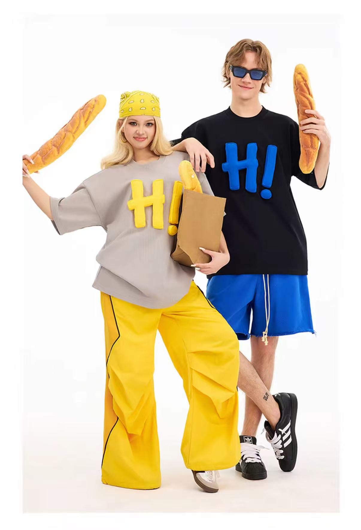3D H! Cotton-padded short-sleeved T-shirt