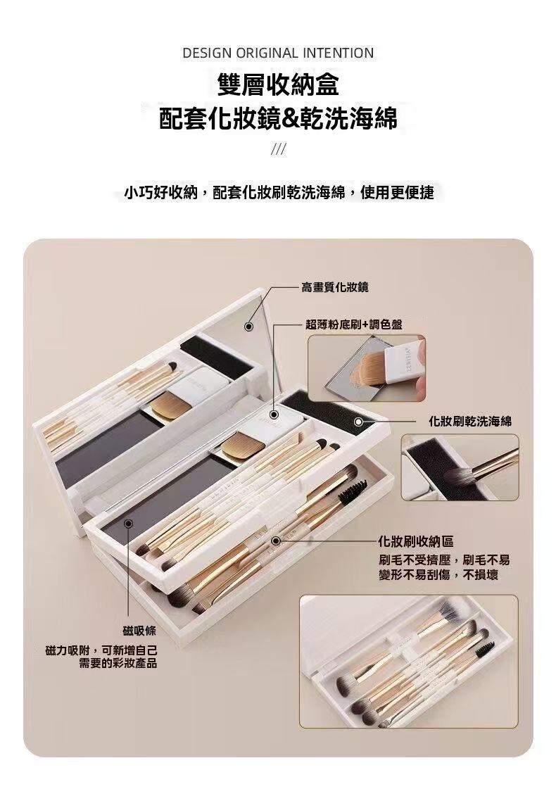 Magic Box Tri-Fold Makeup Brush Set | Portable Eyeshadow and Blush Brush Set