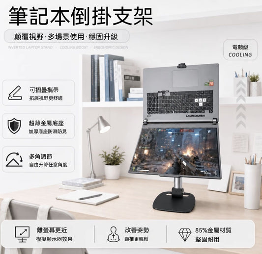 多功能筆電倒掛、側掛折疊支架電競支架