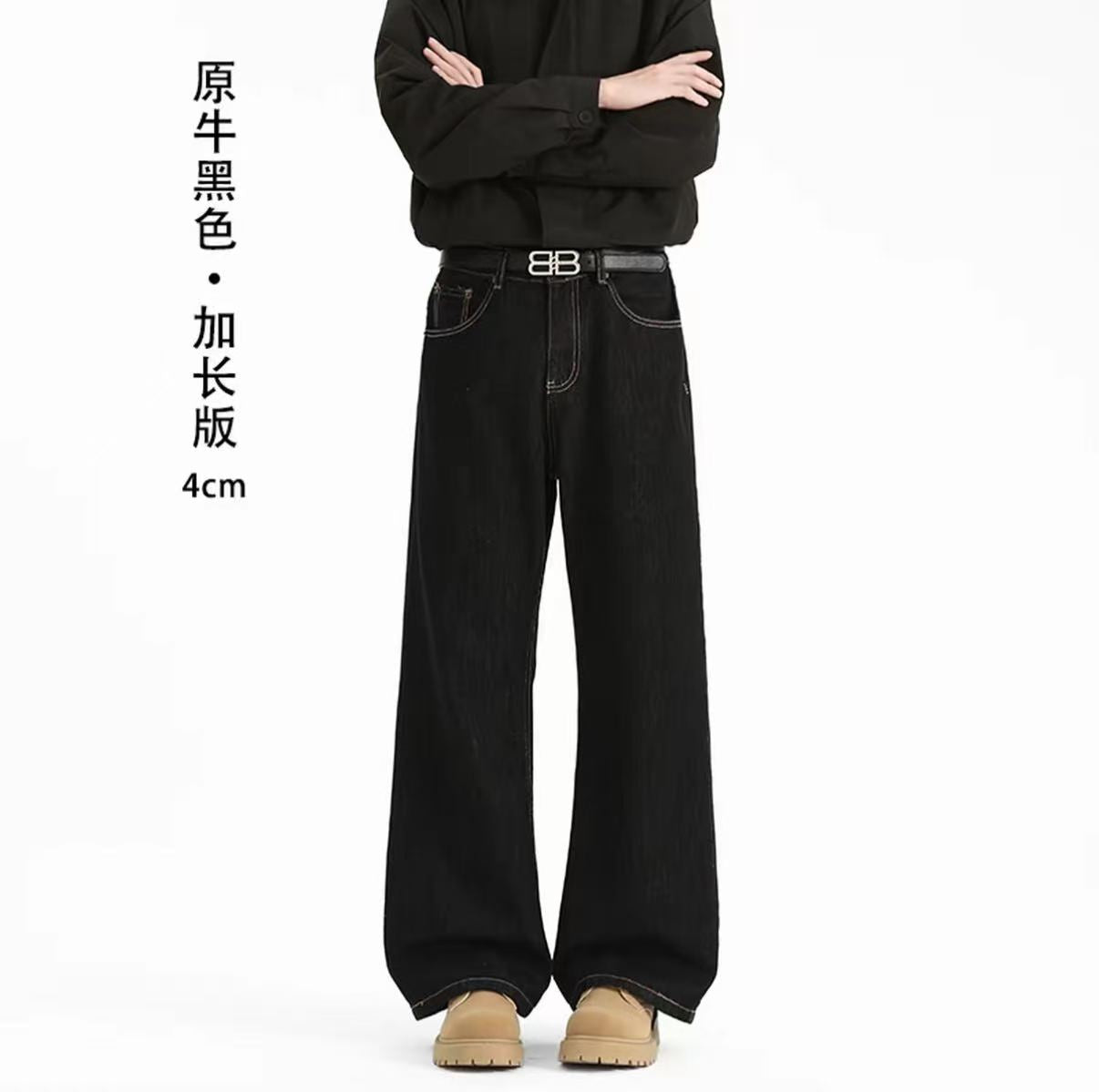 美式丹寧原牛2021M版男士寬鬆直筒牛仔長褲
