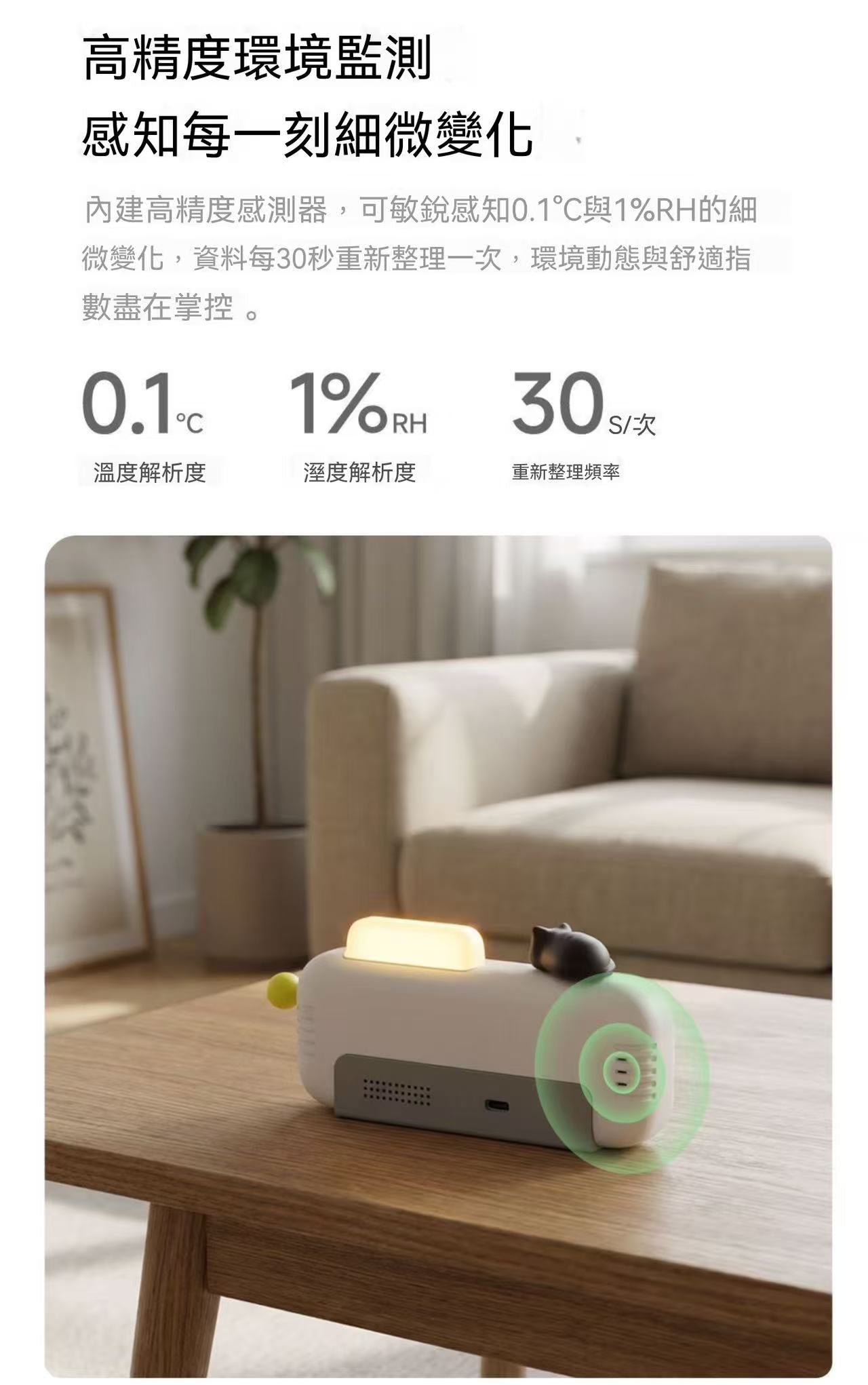桌面擺件🐱智能溫濕度時鐘
