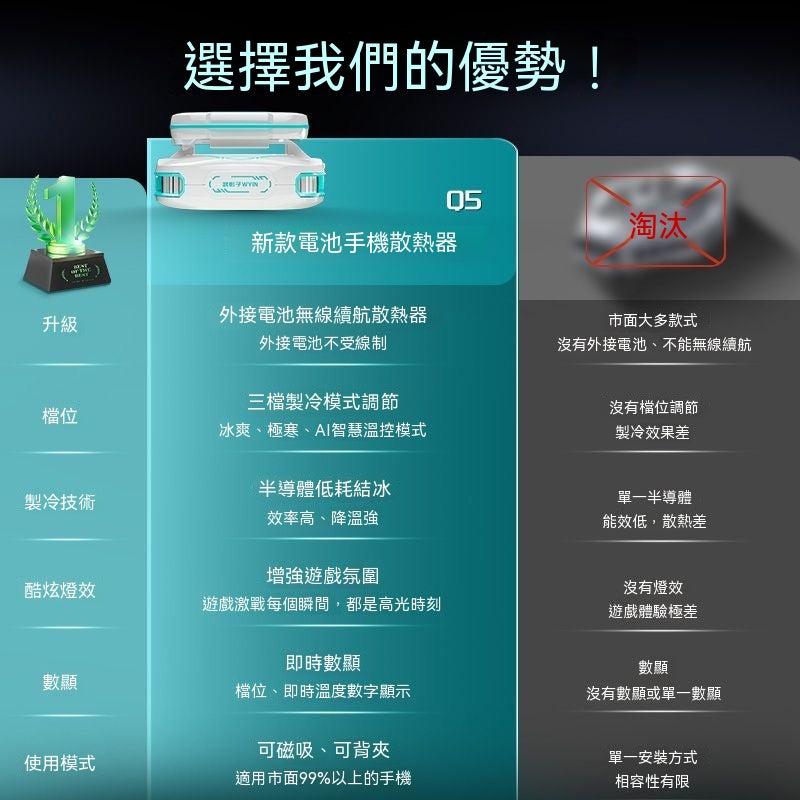 武影子Q5新款無線電池款散熱器