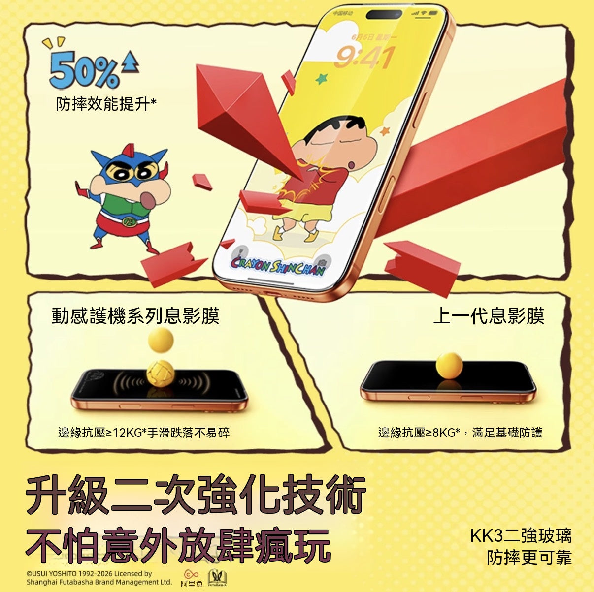 Crayon Shin-chan Officially Licensed iPhone Privacy Tempered Glass Screen Protector