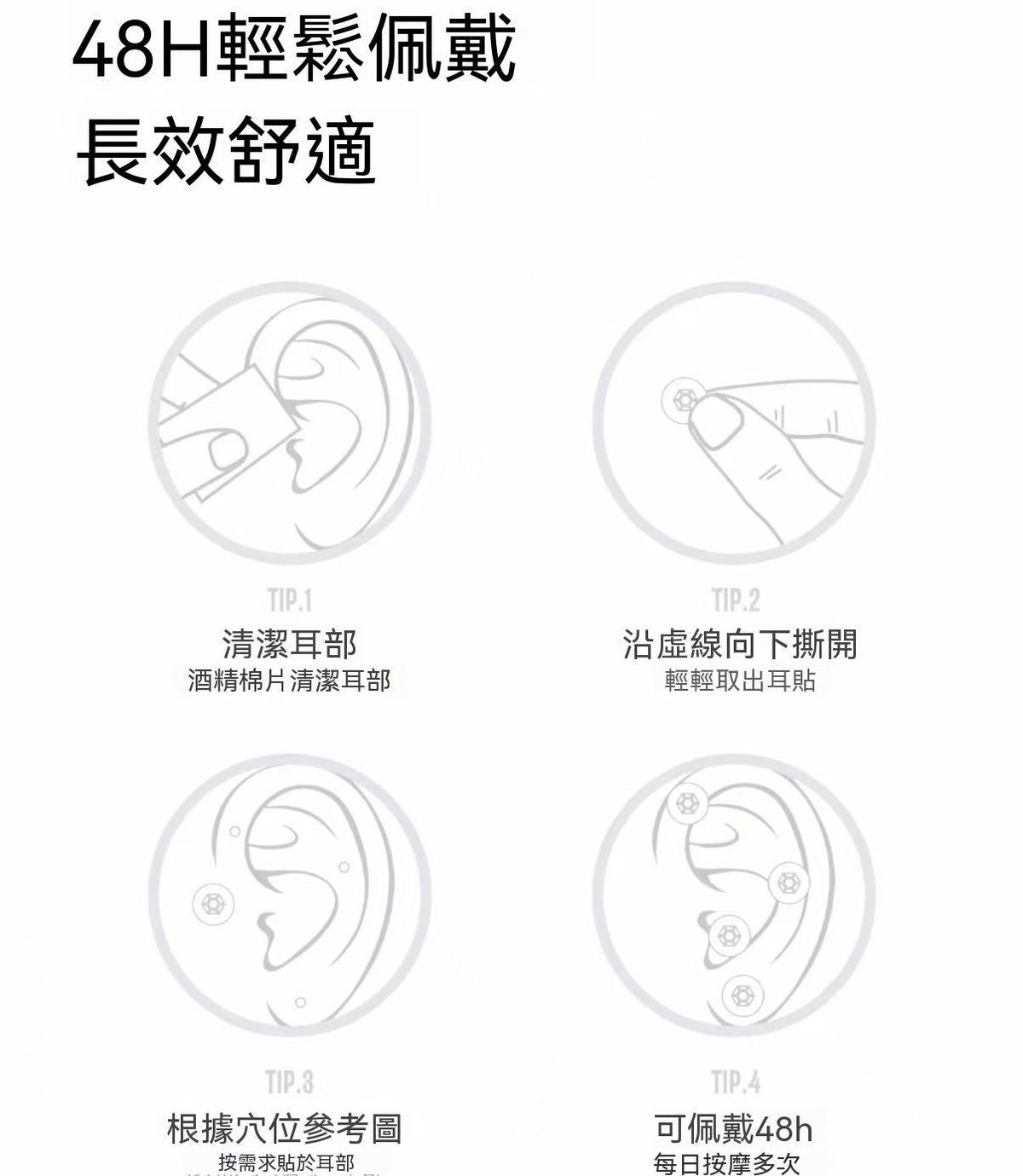 MISSPINK Non-Pierced Ear Stickers with Ear Acupoint, Punch-Free 3D Face Contouring Fashion Health Acupressure Ear Stickers