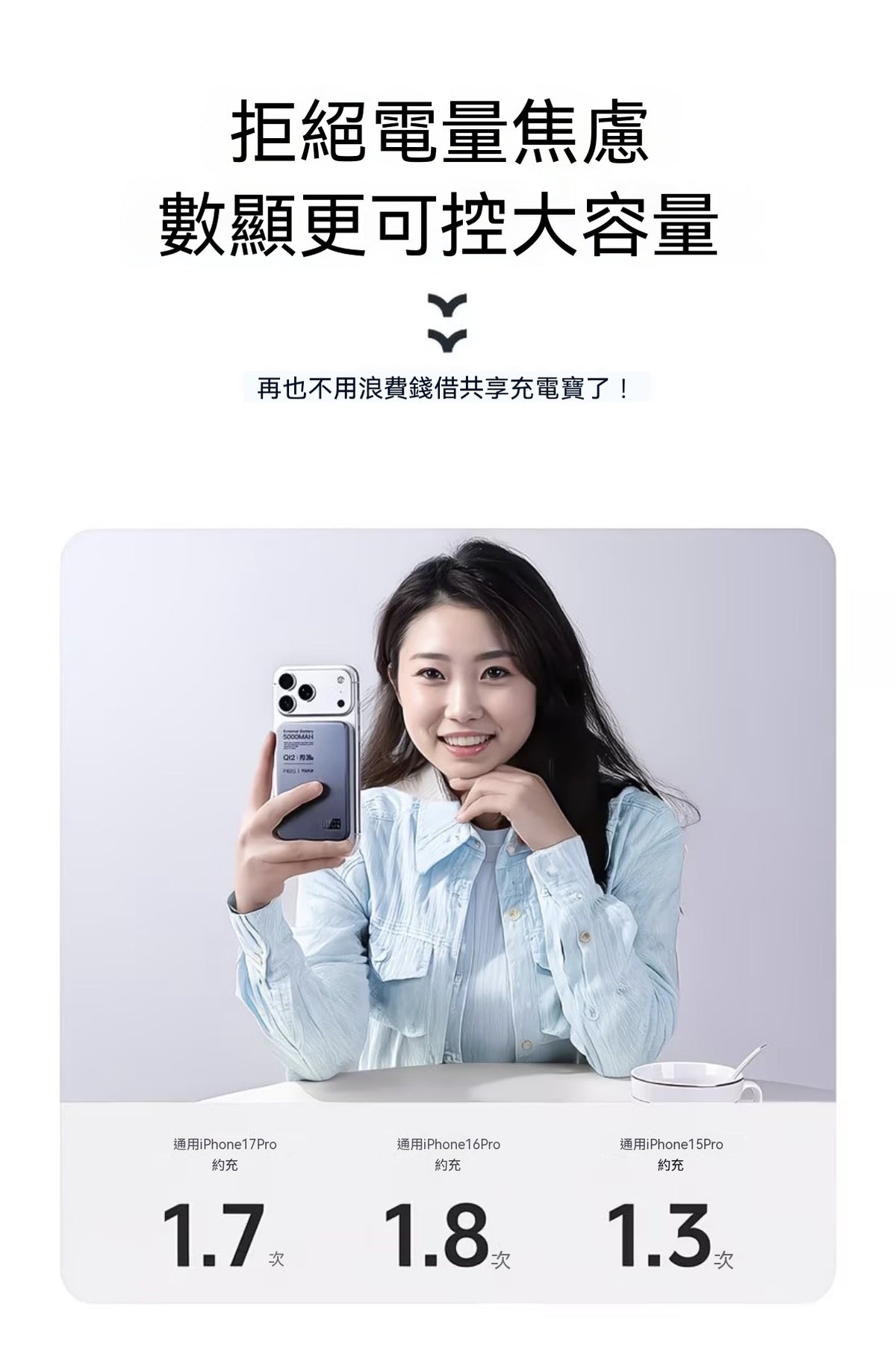 磁吸無線數顯外接電池