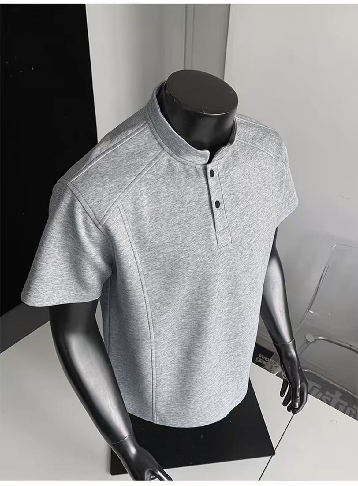 Henry Panel Shoulder Heavyweight Loose Fit Short Sleeve T-Shirt