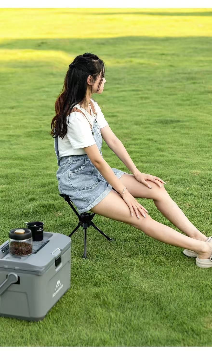 戶外折疊便攜三角馬札旋轉休閒凳