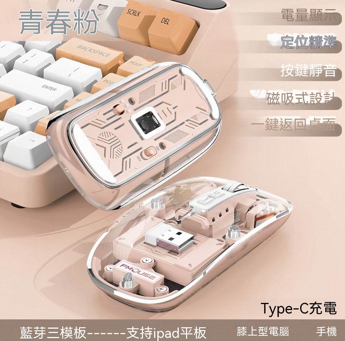 透明三模辦公滑鼠