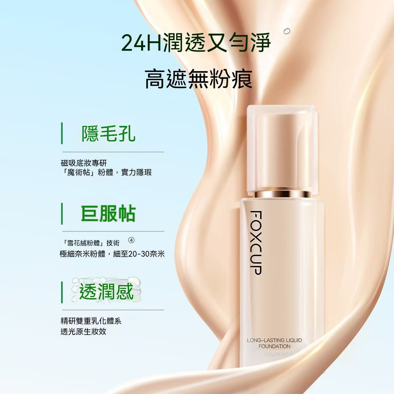 FOXCUP Magnetic Patch Foundation | Suitable for All Skin Types, 24H Long-Lasting Coverage