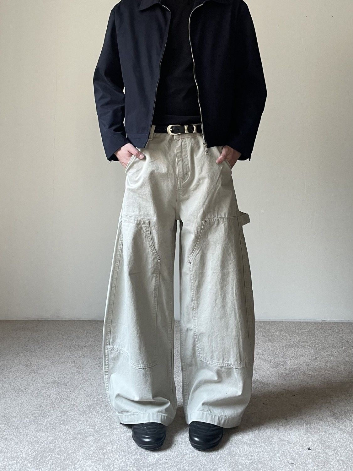 Men's Vintage Washed Distressed Logger Work Pants