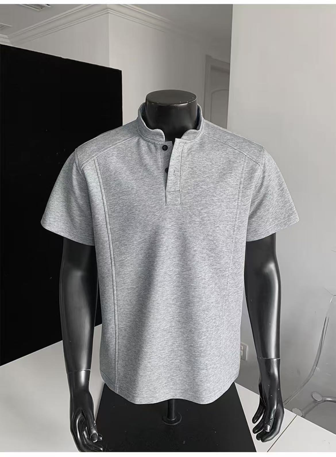Henry Panel Shoulder Heavyweight Loose Fit Short Sleeve T-Shirt