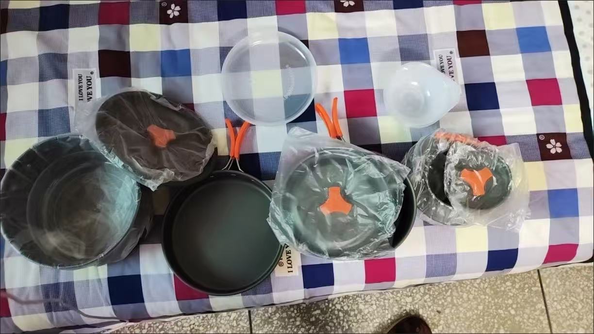 Outdoor camping stove, cookware, pot, and grill pan storage bag combo