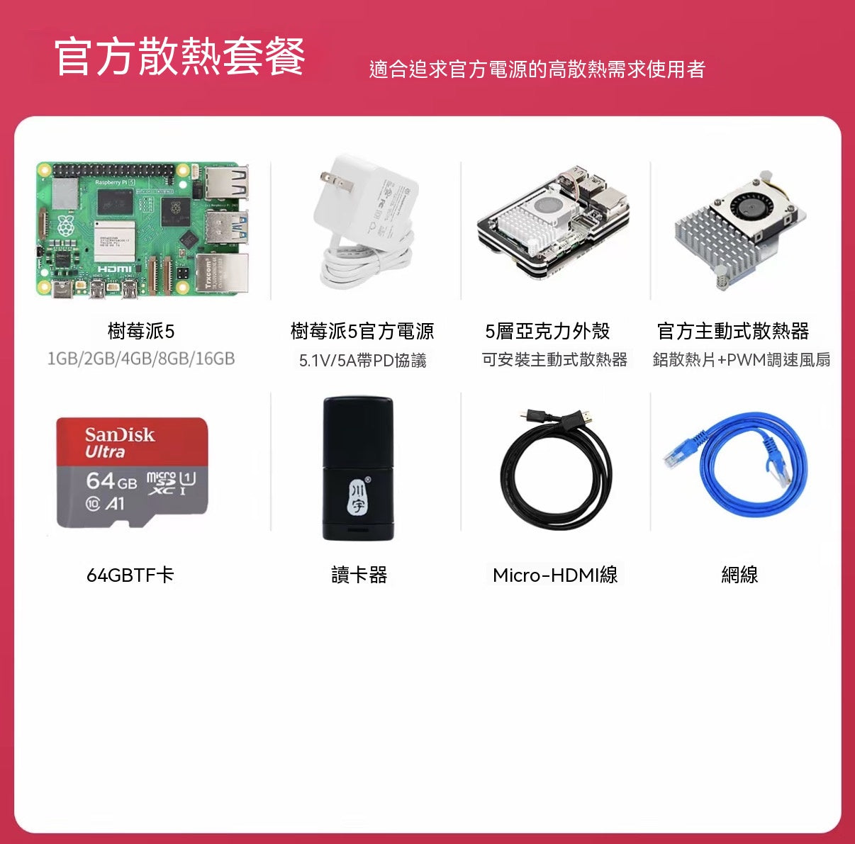 Raspberry Pi 5 開發板全系列套裝