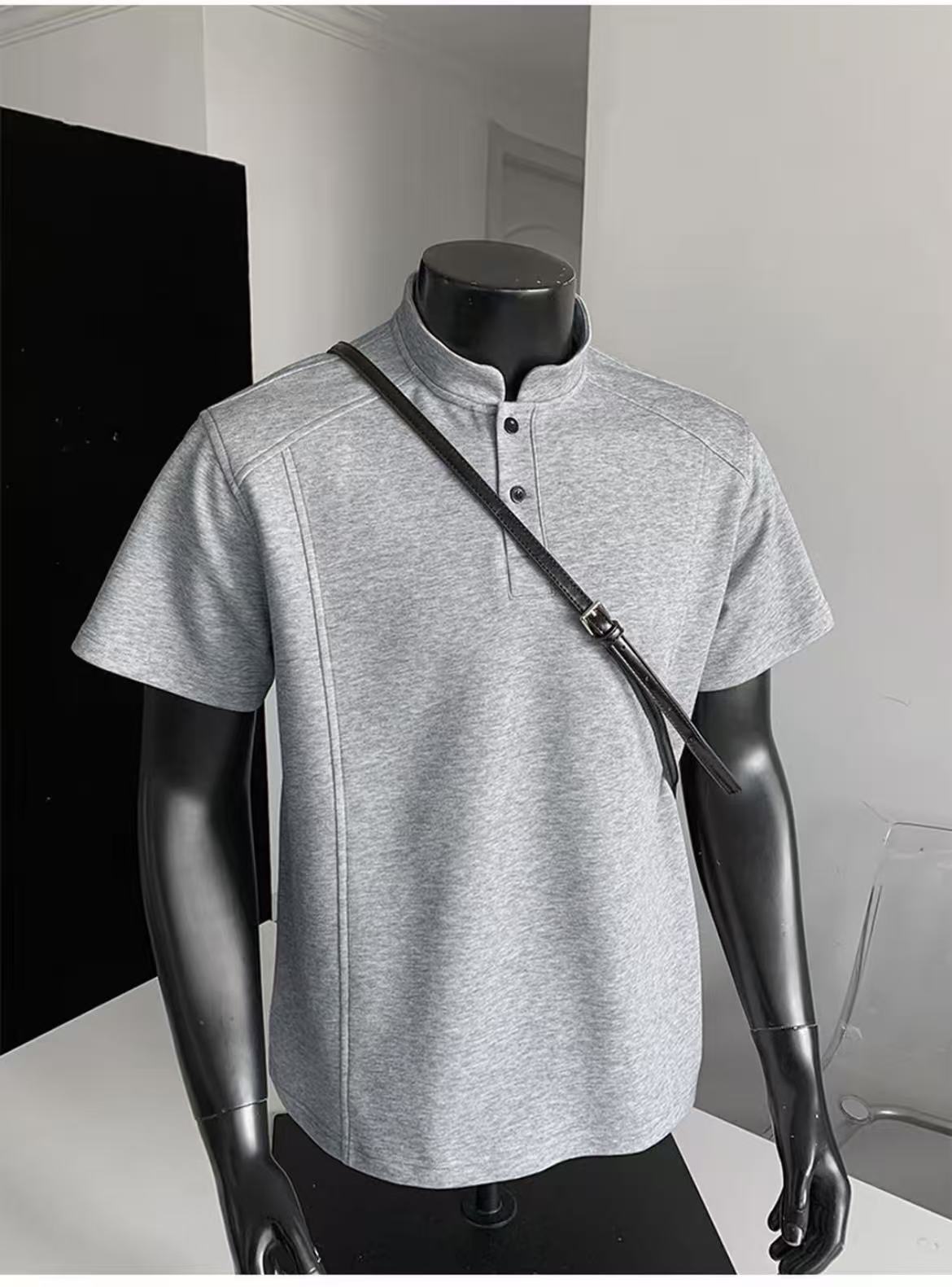 Henry Panel Shoulder Heavyweight Loose Fit Short Sleeve T-Shirt