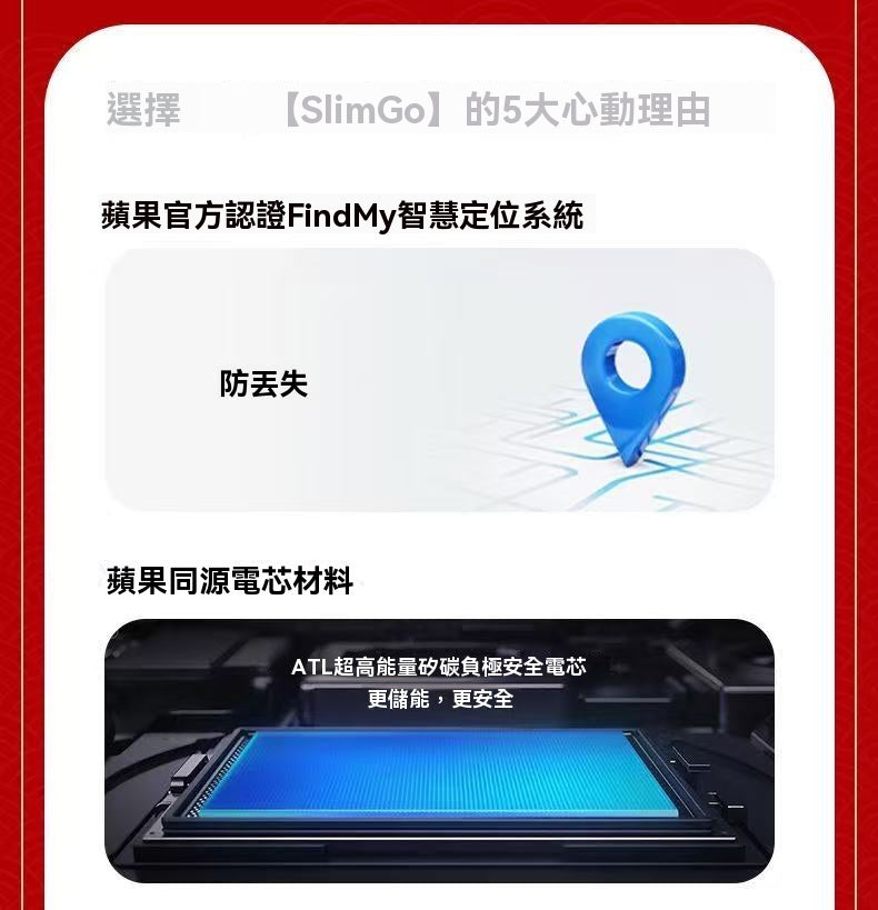 SlimGo 4.99mm Ultra-thin Magnetic Wireless Power Bank (FindMy Flagship Edition)