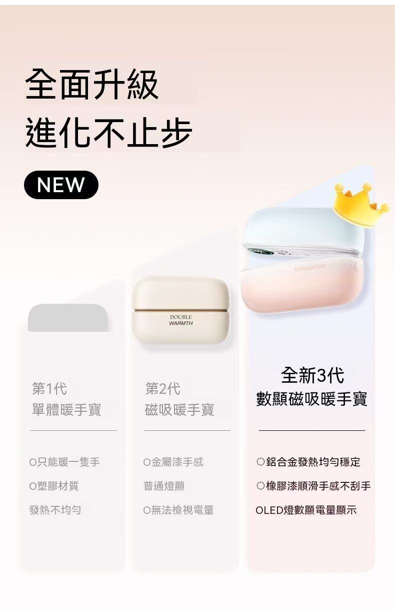 【3C認證】雙磁吸暖手寶一分二雙手同時暖冬季暖手取暖必備