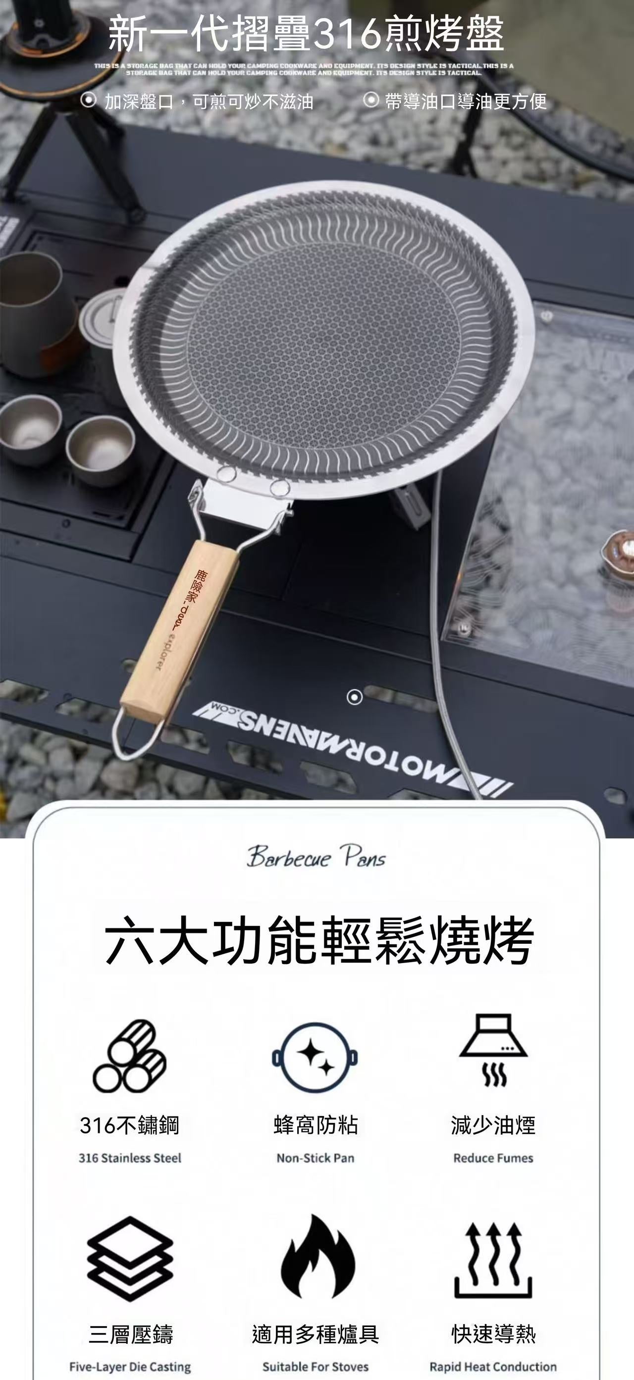 不鏽鋼露營烤盤