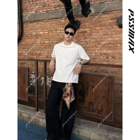 [Shujixian] Men's Versatile Structured Casual Short-Sleeved T-Shirt for Plus-Size Men