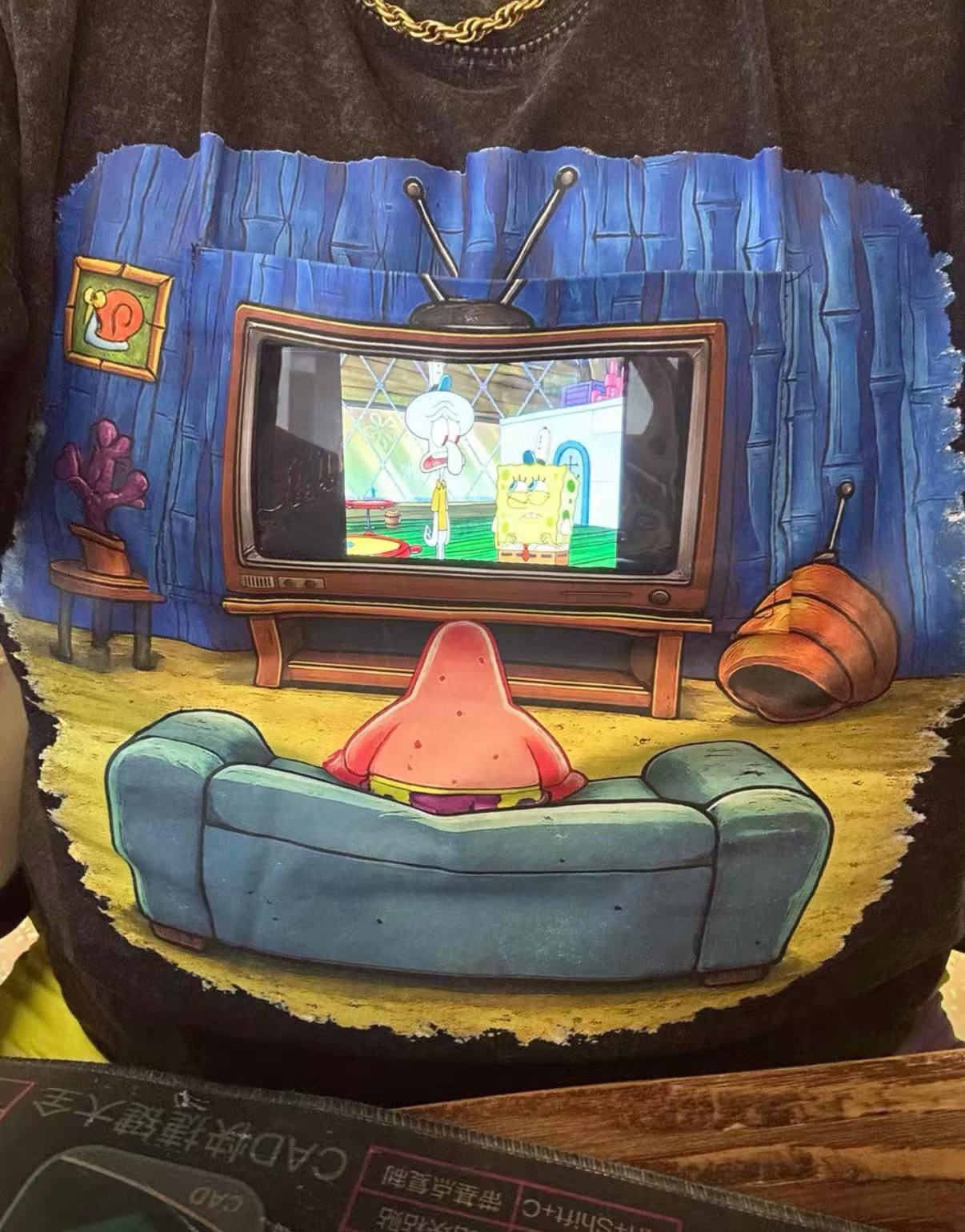 Patrick Star Animated TV Graphic Cotton Short Sleeve T-Shirt